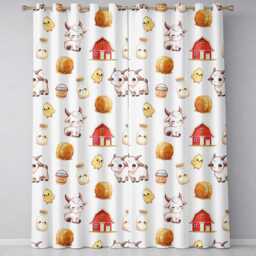 Cute Baby Goat Barn Hay Milk Chick Farm Cream Seamless Pattern Readymade Eyelet Ring Top Thermal 100% Blackout Curtains - thumbnail 2