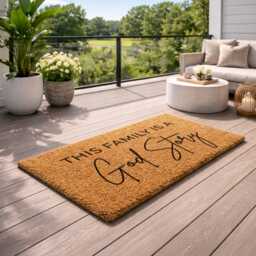 God Story Family Doormat - Religious Home Rug Faith Housewarming Gift - thumbnail 3