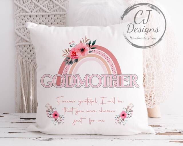 Godmother Cushion - Printed White Super Soft- Forever Grateful I Will Be, That You Were Chosen Just For Me - image 1