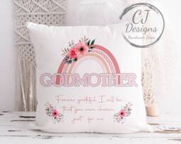 Godmother Cushion - Printed White Super Soft- Forever Grateful I Will Be, That You Were Chosen Just For Me - thumbnail 1