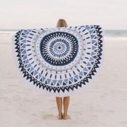 Roundie - Blue Sun Includes Free Top-story Round Beach Towel Yoga Mat Boho Dress Towel Roundy - thumbnail 3