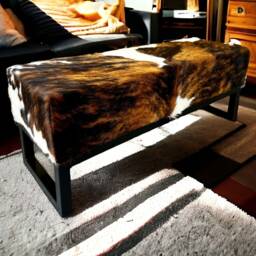Cowhide Bench/Cowhide Ottoman - Genuine With Steel Frame Handmade in The U.K Fb - thumbnail 3