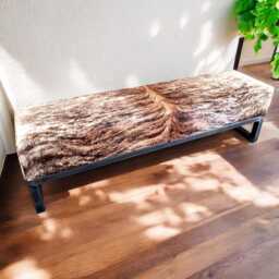 Cowhide Bench/Cowhide Ottoman - Genuine With Steel Frame Handmade in The U.K Fb