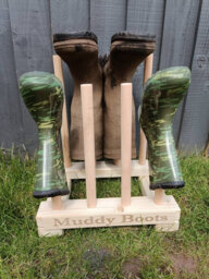 4 Pairs Waxed Personalised Engraved Wellington Boot Wooden Stand Storage Wellies Rack Welly Porch Furniture Shoes Organiser Entryway Holder