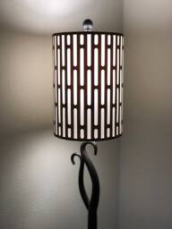 Laser-Cut Wood & Canvas Lampshade in Bamboo - Grate Mesh Design Available Teak, Mahogany, Walnut, Zebrawood & More