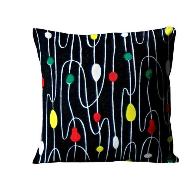 Vintage Atomic Cushion Cover Mid-Century Modern Black, Yellow, Red Pillow - image 1