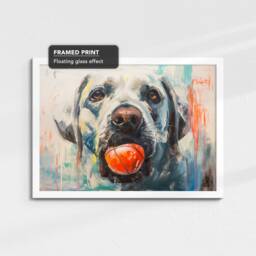 Labrador Retriever With Chew Ball Dog Pet Art Oil Painting Framed Poster Print & Canvas Wall Living Home Decor Interior Gift - thumbnail 3