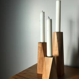 Hardwood Candle Holder Set Of 3 - thumbnail 3