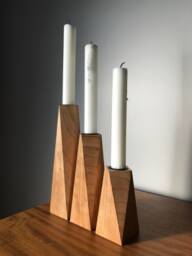 Hardwood Candle Holder Set Of 3 - thumbnail 1
