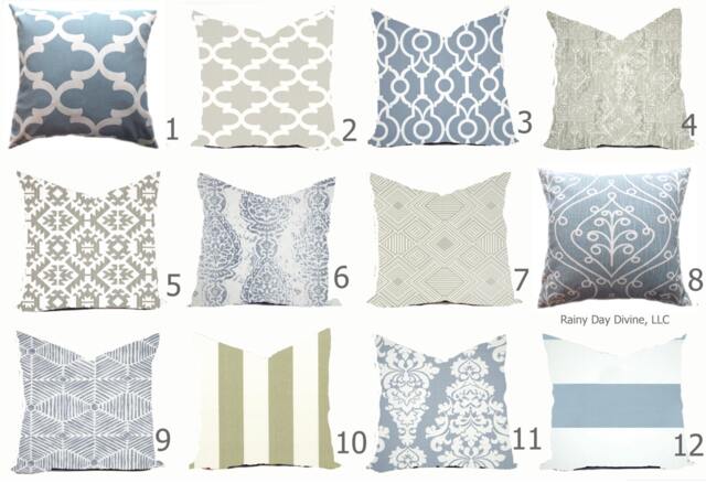Pillows Cover Custom - Dusty Ice Blue Spa White Ash Smoke Milky Gray Grey Modern Geometric Tribal Quatrefoil 18x18, 16x16 - image 1