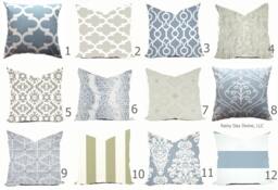 Pillows Cover Custom - Dusty Ice Blue Spa White Ash Smoke Milky Gray Grey Modern Geometric Tribal Quatrefoil 18x18, 16x16 - thumbnail 1