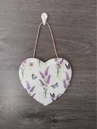 Lavender Butterfly Heart Slate Plaque Handmade Wall Hanging - 15cm