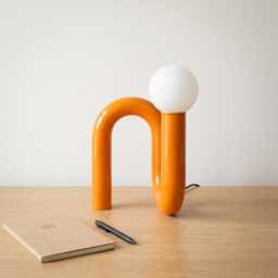 Modern Orange Tube Table Lamp Minimalist Bedside Light - thumbnail 3