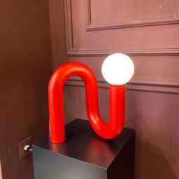 Modern Orange Tube Table Lamp Minimalist Bedside Light - thumbnail 4
