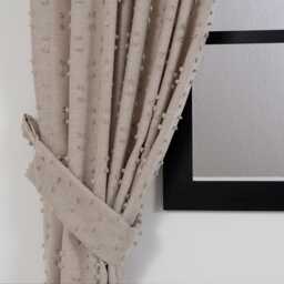 Beige Pom Curtains - Custom Linen Look Drapes With Blackout Option - thumbnail 3