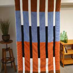 Bed Throw 100x220cm - Handmade in France Corduroy Patchwork - thumbnail 2