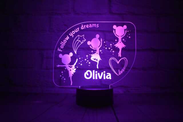 Personalised Ballerina Led Night Light Remote Controlled Ballet Lamp - image 1