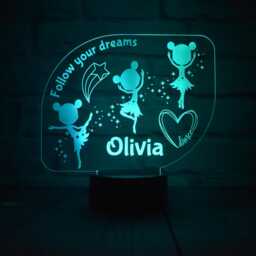 Personalised Ballerina Led Night Light Remote Controlled Ballet Lamp - thumbnail 3