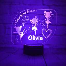 Personalised Ballerina Led Night Light Remote Controlled Ballet Lamp - thumbnail 2