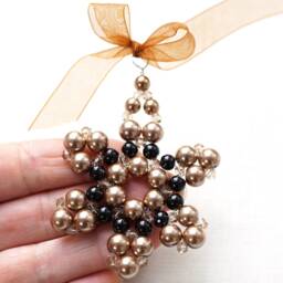 Modern Black Pearl Crystal Snowflake Christmas Tree Ornament Beaded Star Folk Christmas Decor Holiday Decorations - thumbnail 4