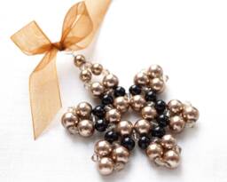 Modern Black Pearl Crystal Snowflake Christmas Tree Ornament Beaded Star Folk Christmas Decor Holiday Decorations