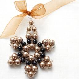 Modern Black Pearl Crystal Snowflake Christmas Tree Ornament Beaded Star Folk Christmas Decor Holiday Decorations - thumbnail 3