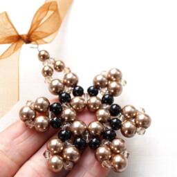 Modern Black Pearl Crystal Snowflake Christmas Tree Ornament Beaded Star Folk Christmas Decor Holiday Decorations - thumbnail 2