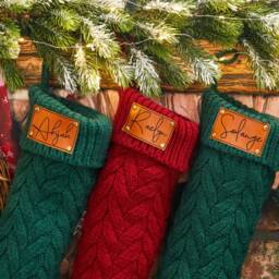 Christmas Stockings, Personalized Stockings, 2025 Family Stockings, Christmas Gift Decor, Leather Knitted Stockings, Holiday Stockings - thumbnail 3