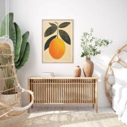 Mango Woodblock Wall Art Print Minimalist Fruit Illustration Yellow Green Kitchen Dining Room Decor Modern Home Style Gift - thumbnail 3