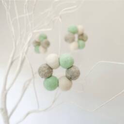 Felt Ball Bauble, Mini Christmas Tree Wreath, Pom Decorations, Nordic Hanging Ornament, Grey & Mint Bauble - thumbnail 3