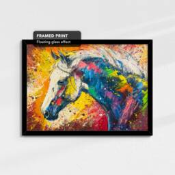 Horse Rainbow Animal Pet Art Abstract Oil Painting Framed Poster Print & Canvas Wall Decor Bedroom Home Interior Gift - thumbnail 2