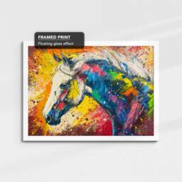 Horse Rainbow Animal Pet Art Abstract Oil Painting Framed Poster Print & Canvas Wall Decor Bedroom Home Interior Gift - thumbnail 3
