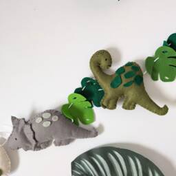 Felt Dinosaur Garland, Room Decor, Themed Bedroom, Blue & Green Bunting, Dino Wall Decorations - thumbnail 2