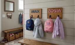 Personalized Wooden Name Hooks For Towels, Backpacks, & Dog Leashes