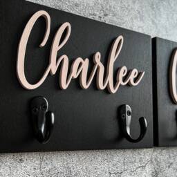 Personalized Wooden Name Hooks For Towels, Backpacks, & Dog Leashes - thumbnail 3
