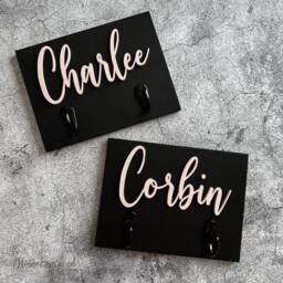 Personalized Wooden Name Hooks For Towels, Backpacks, & Dog Leashes - thumbnail 2