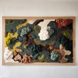 Wonders Of The Pacific Northwest - Framed Textile Wall Art, Large Textured Moss Decor Oversized Moody Fibert Art Hanging - thumbnail 3