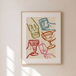 Cheers Print, Cocktail Poster, Retro Wall Art, Kitchen Prints, Aesthetic Decor, Gallery Wall, Home Inspo, Unframed - thumbnail 2