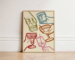 Cheers Print, Cocktail Poster, Retro Wall Art, Kitchen Prints, Aesthetic Decor, Gallery Wall, Home Inspo, Unframed - thumbnail 1