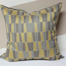 Gray & Yellow Pillow Cover, Yellow Pillow, Gray Carnegie Fabrics, Modern Geometric Cover - thumbnail 3