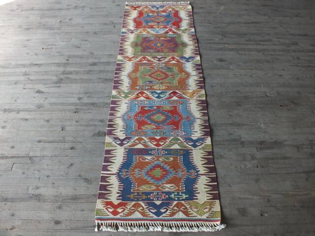 Handwoven Turkish Kilim Runner Rug 3x8 Approximately, Colorful Herbal Dyes Anatolian Hallway Runner, Oriental Kitchen - image 1