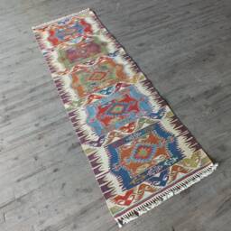 Handwoven Turkish Kilim Runner Rug 3x8 Approximately, Colorful Herbal Dyes Anatolian Hallway Runner, Oriental Kitchen - thumbnail 3