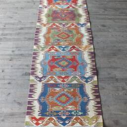 Handwoven Turkish Kilim Runner Rug 3x8 Approximately, Colorful Herbal Dyes Anatolian Hallway Runner, Oriental Kitchen - thumbnail 2