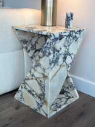 Handmade Calacatta Viola Marble Side Table Natural Stone Nightstand