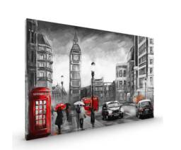 Red London Umbrella Big Ben Canvas Or Poster Print Glossy in Various Sizes - thumbnail 1