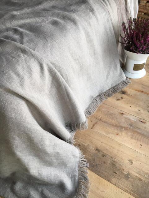Natural Linen Cover, Textured Linen Throw, Light Blanket, Daybed Blanket, Summer European - image 1