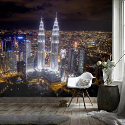 Night Cityscape Wallpaper Mural, Peel & Stick, Removable Wall Decor - thumbnail 2