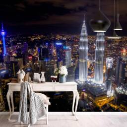 Night Cityscape Wallpaper Mural, Peel & Stick, Removable Wall Decor - thumbnail 3