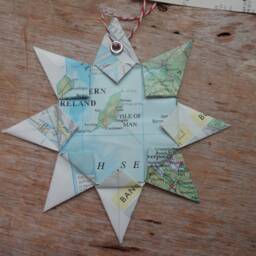 Isle Of Man, Upcycle Origami Map Ornament, Home Decor, Wall Art, Road Map, Vacation, Christmas, Holiday, Wedding, Graduation, Moving, Gift - thumbnail 2