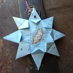 Isle Of Man, Upcycle Origami Map Ornament, Home Decor, Wall Art, Road Map, Vacation, Christmas, Holiday, Wedding, Graduation, Moving, Gift - thumbnail 3